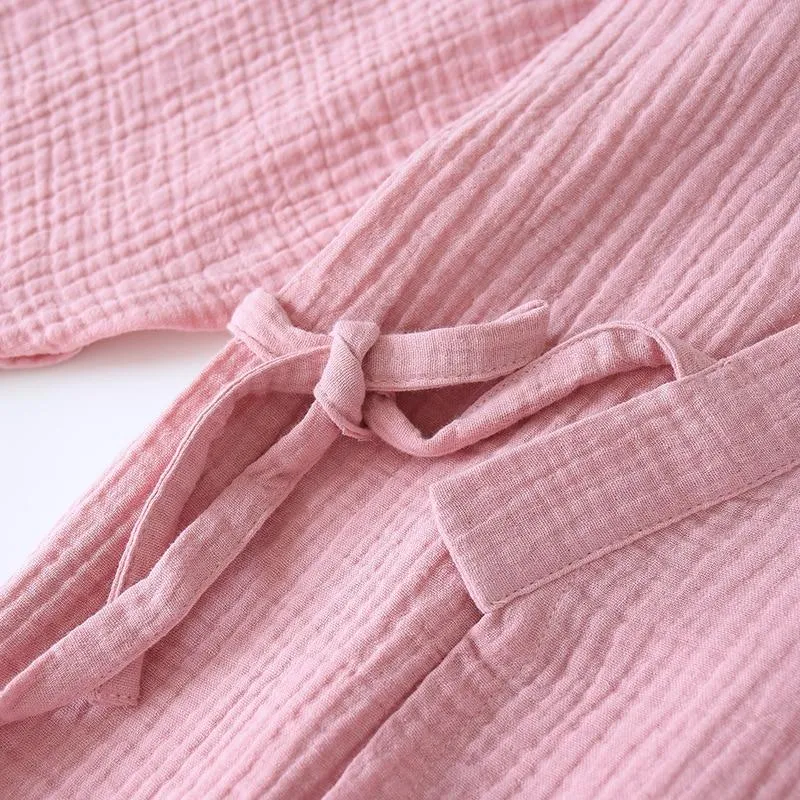 2023 Japanese Kimono Set 100%Cotton Pajamas Two-piece Couple Yukata Loose Women's Sweat Steaming Suit Home Service Set