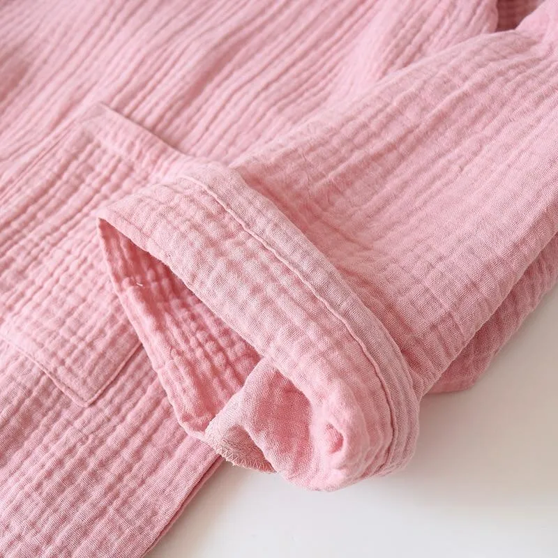 2023 Japanese Kimono Set 100%Cotton Pajamas Two-piece Couple Yukata Loose Women's Sweat Steaming Suit Home Service Set