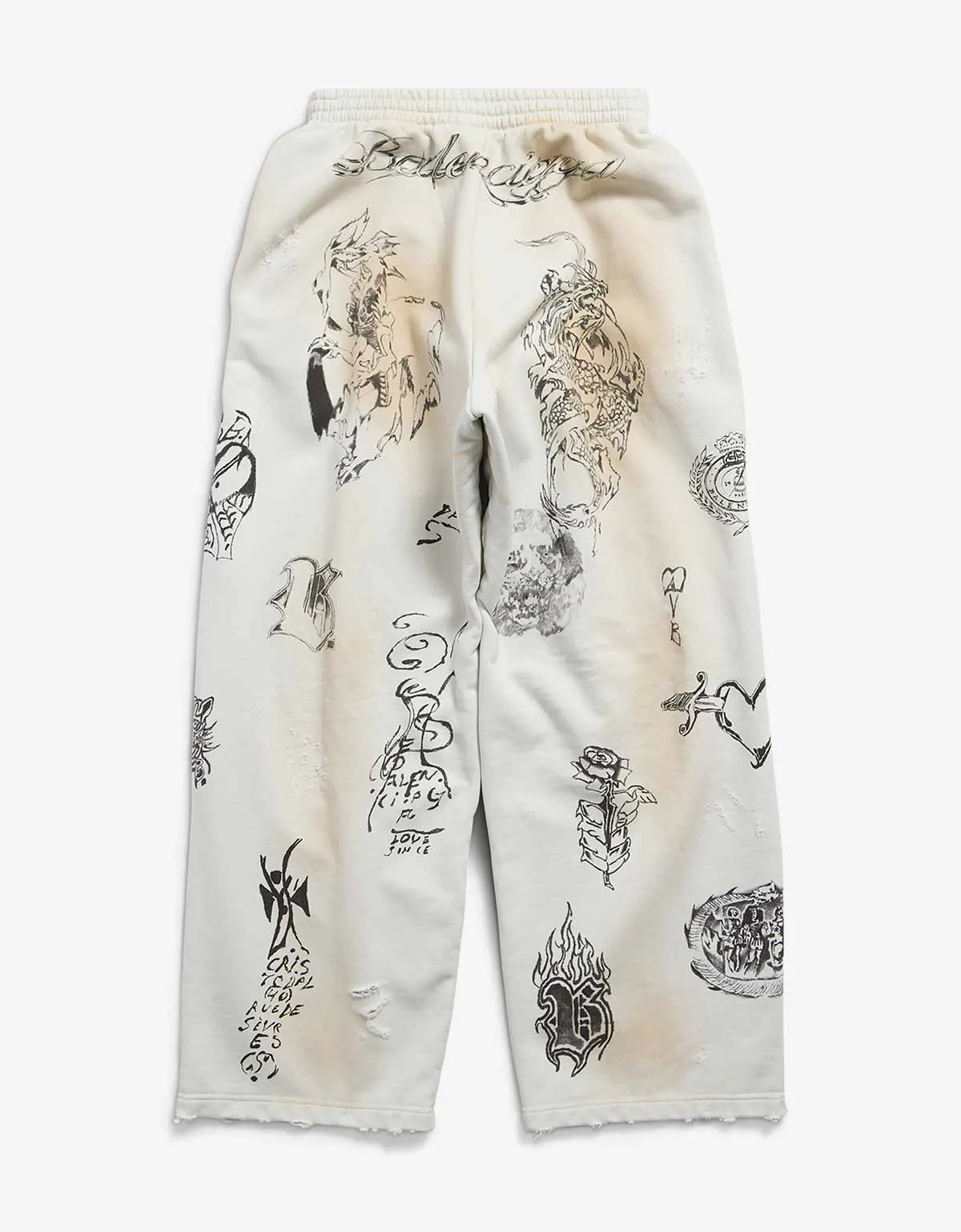 Balenciaga Off White Tat Baggy Sweat Pants