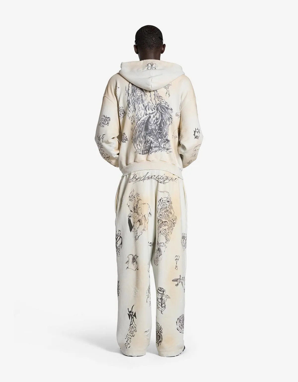Balenciaga Off White Tat Baggy Sweat Pants