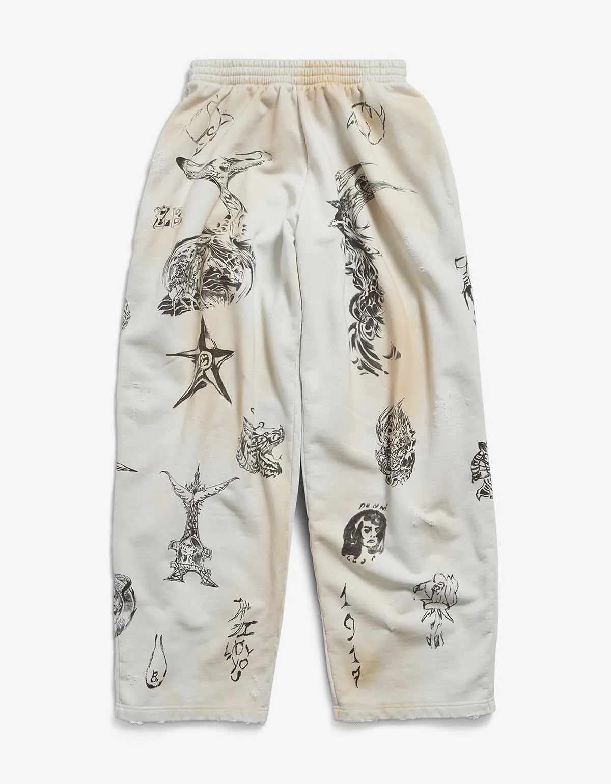 Balenciaga Off White Tat Baggy Sweat Pants