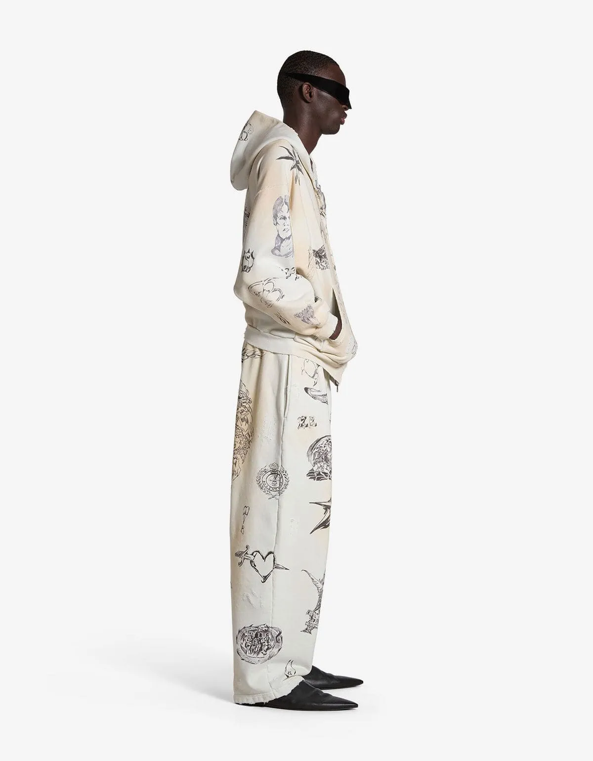 Balenciaga Off White Tat Baggy Sweat Pants