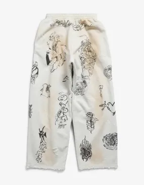 Balenciaga Off White Tat Baggy Sweat Pants