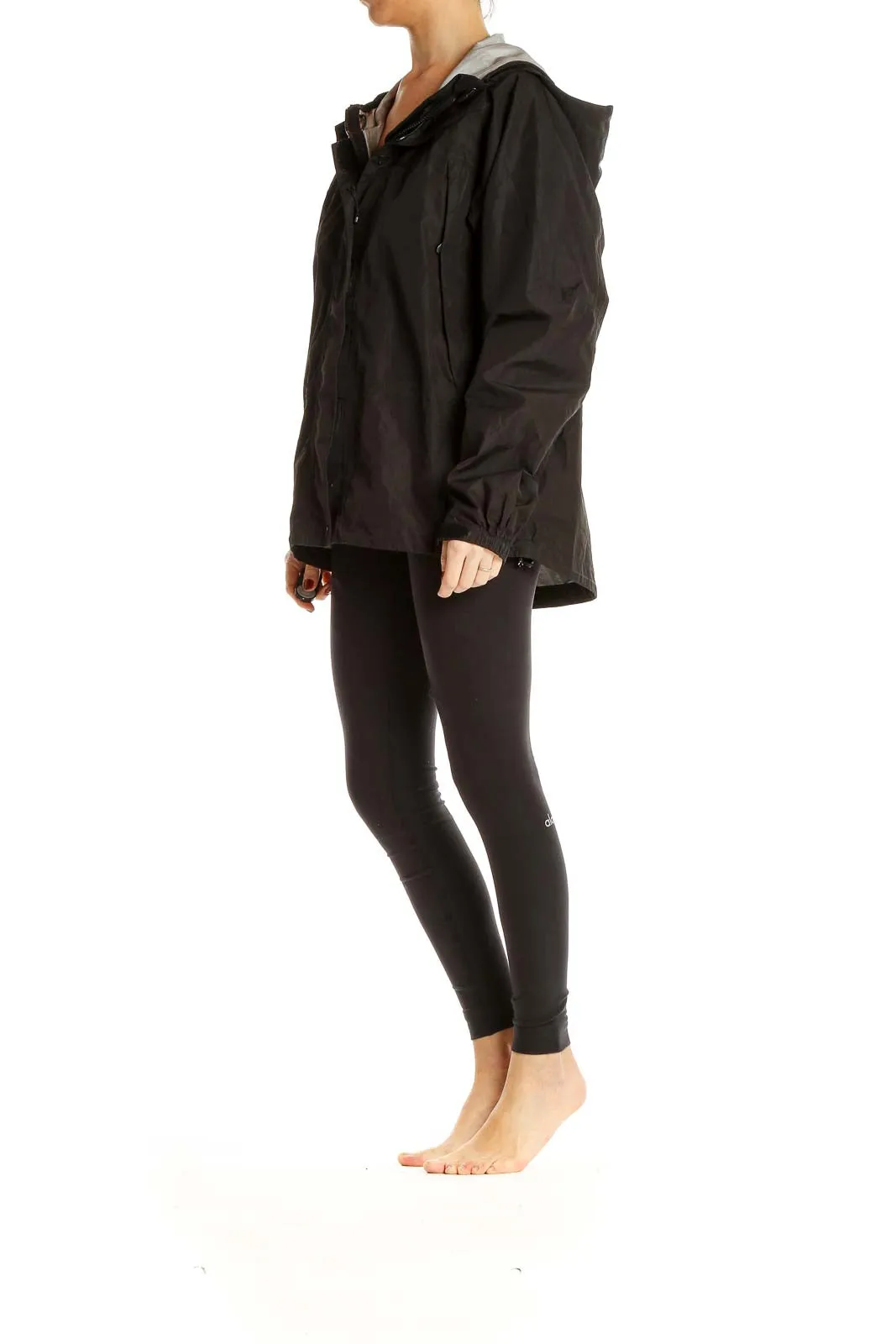Black Hooded Rain Jacket