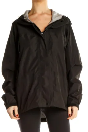Black Hooded Rain Jacket