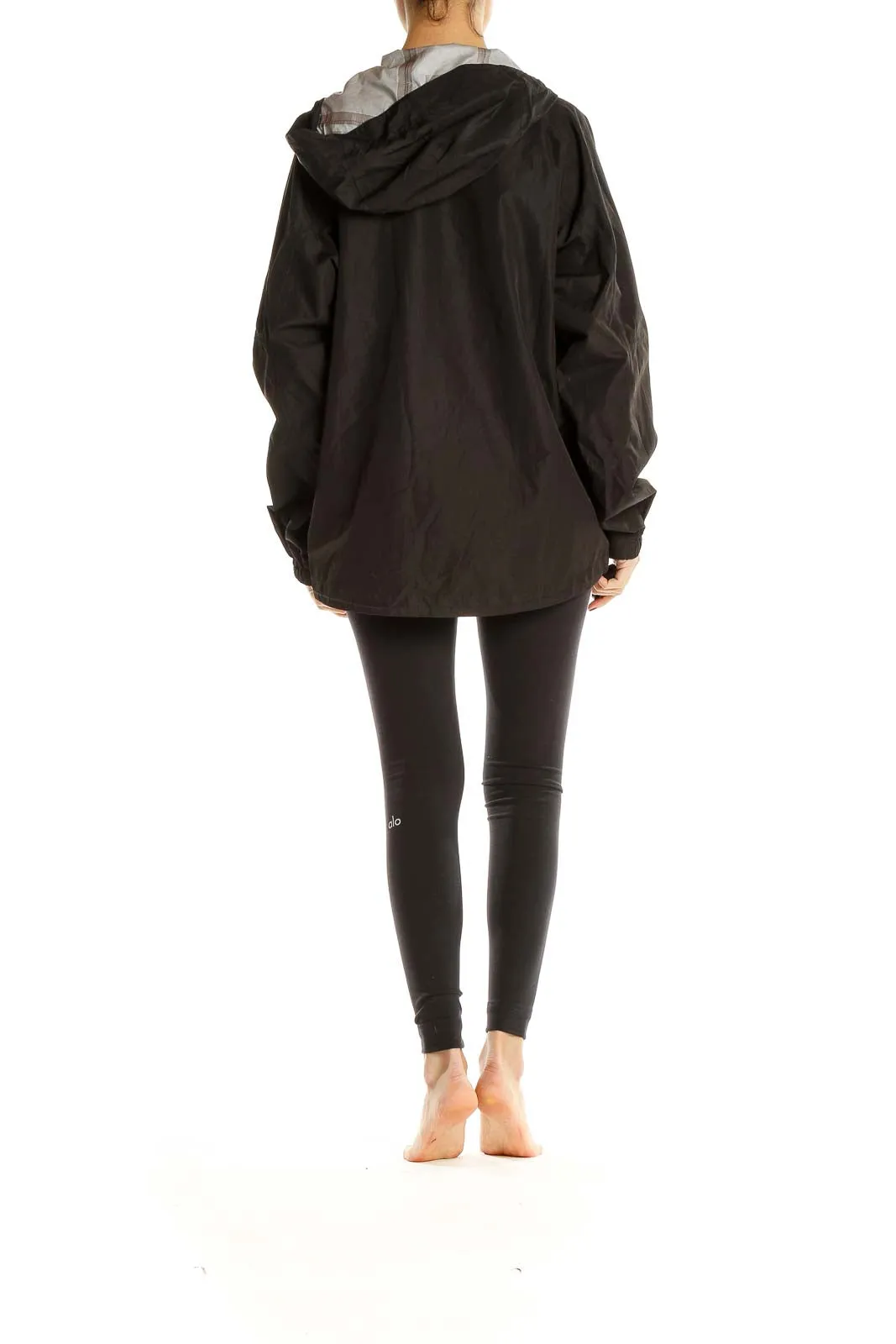 Black Hooded Rain Jacket