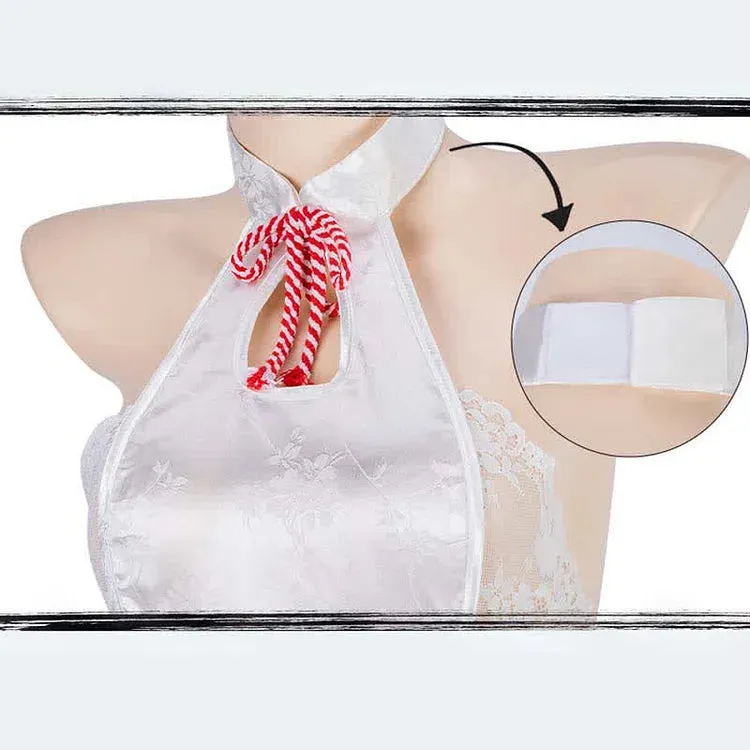 Blossom Embroidery Drawstring Halter Cheongsam Dress Lingerie