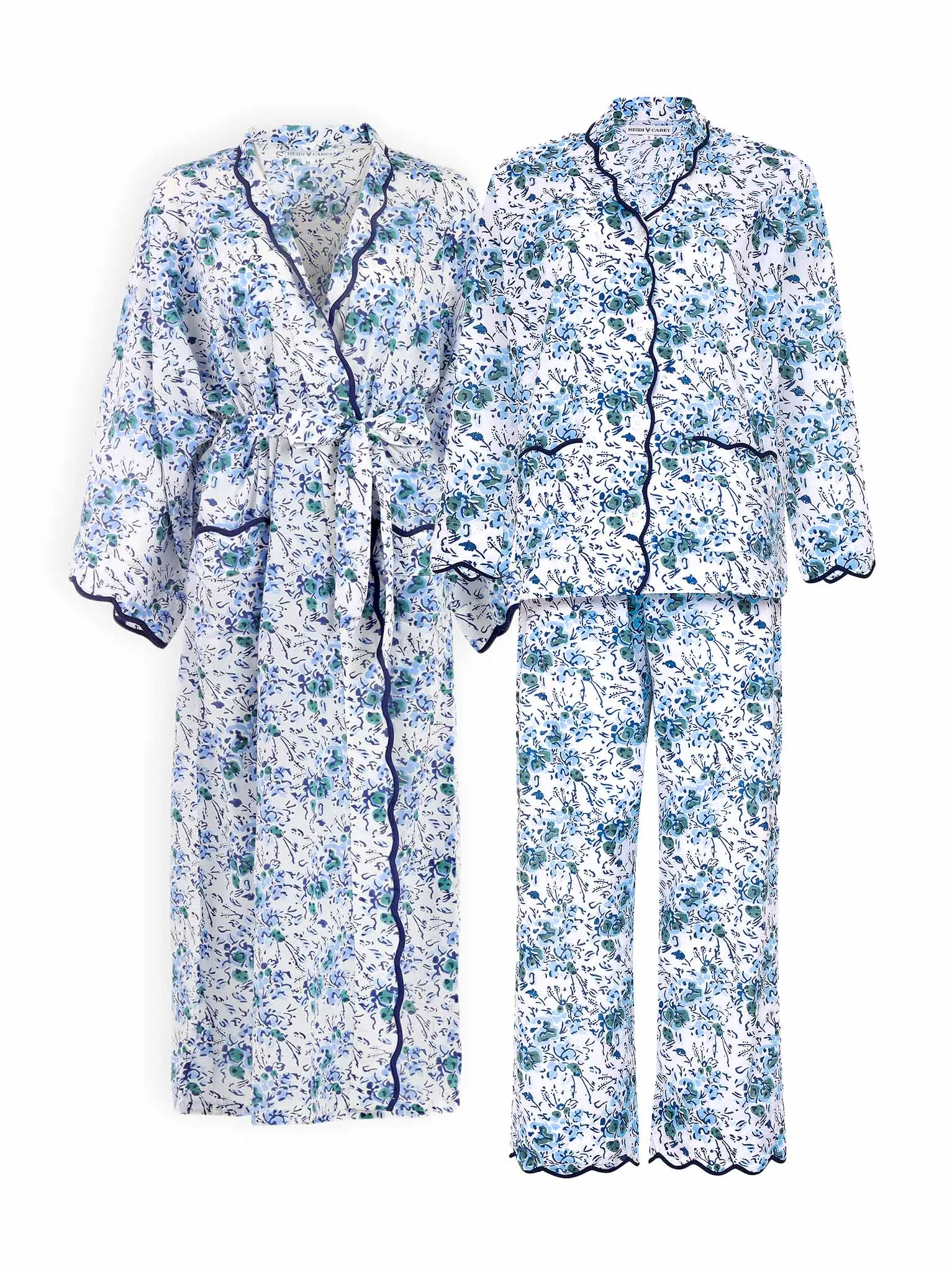 Blue Floral Bundle: Kimono Robe   Pajamas