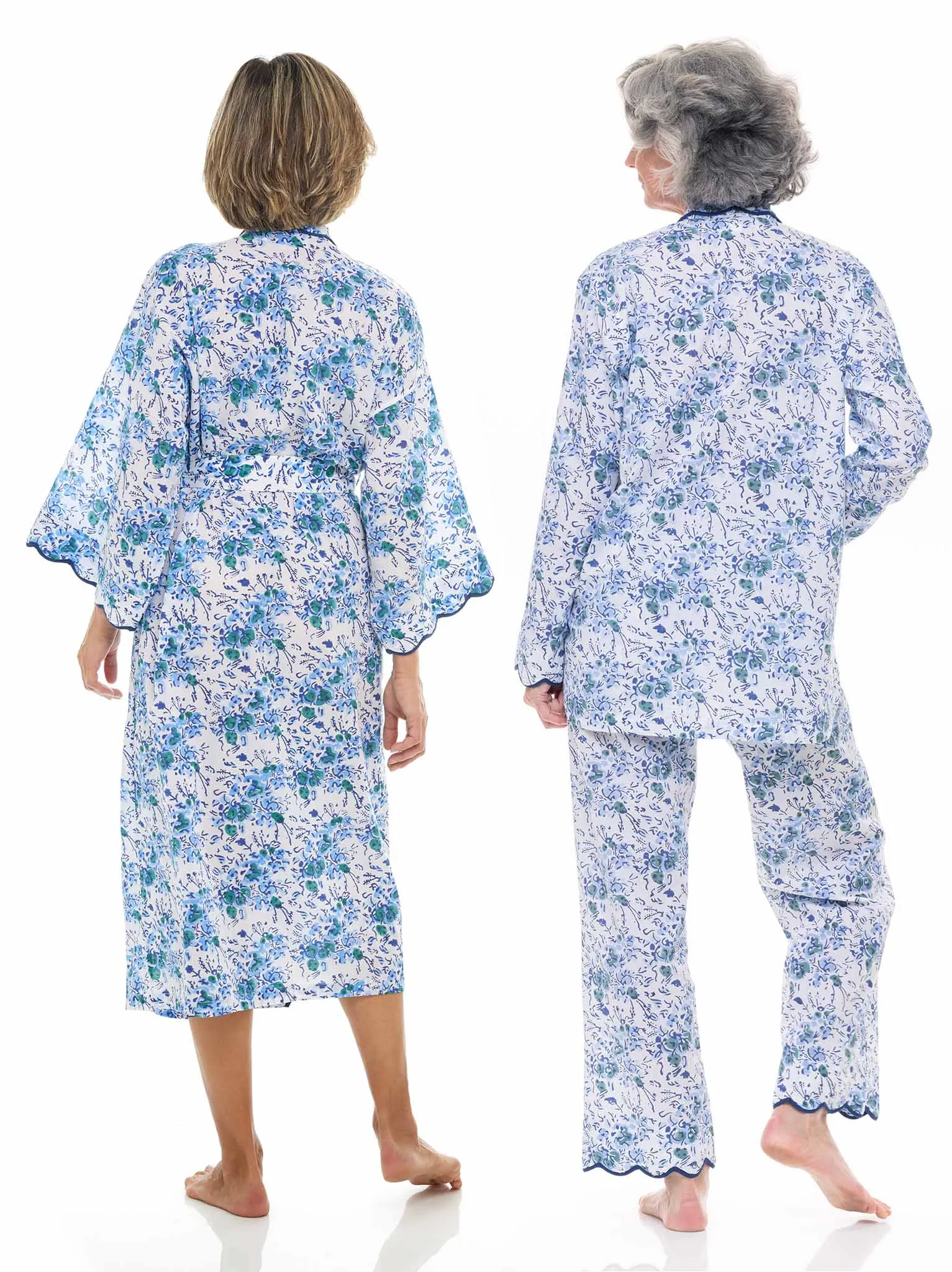 Blue Floral Bundle: Kimono Robe   Pajamas