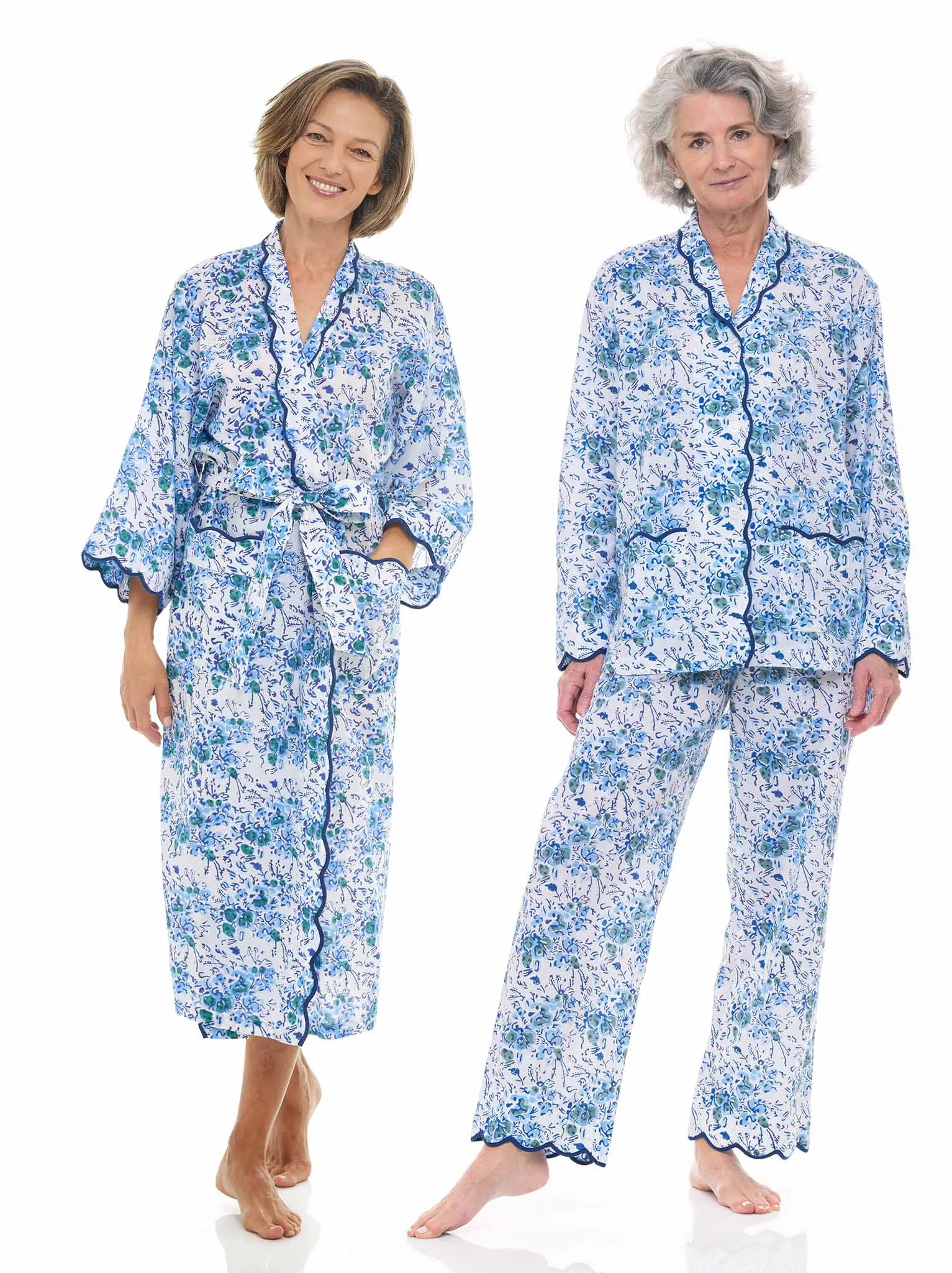 Blue Floral Bundle: Kimono Robe   Pajamas