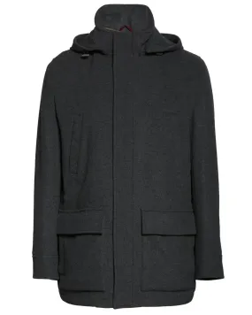 Dark Grey Treated Cashmere Parka