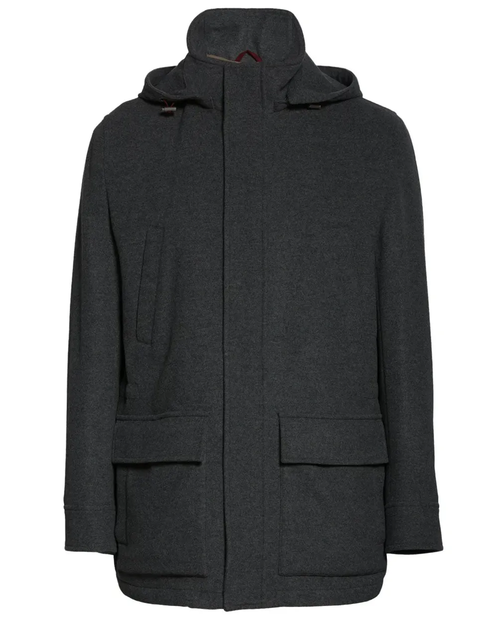 Dark Grey Treated Cashmere Parka
