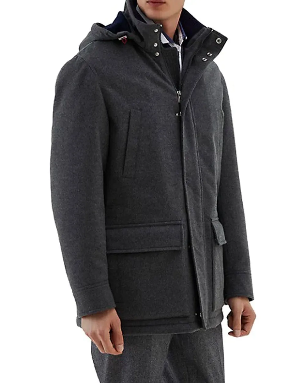 Dark Grey Treated Cashmere Parka