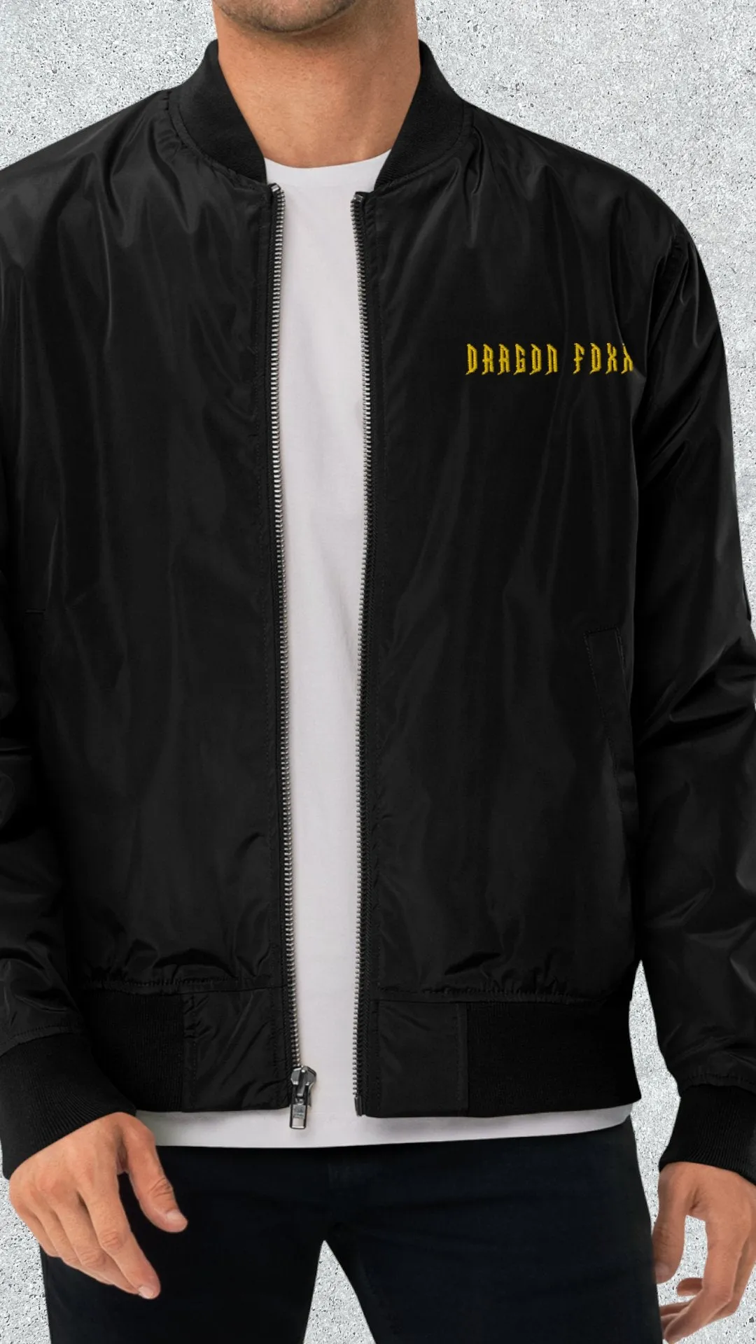 Dragon Foxx™ Black Premium Recycled Bomber Jacket