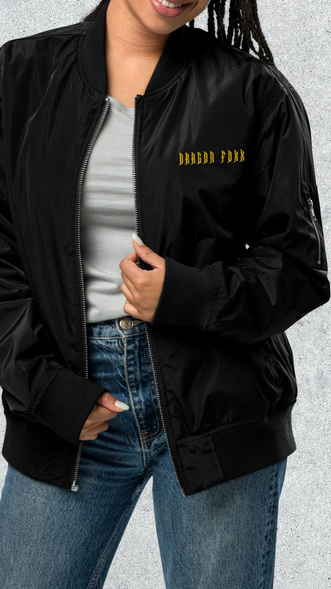Dragon Foxx™ Black Premium Recycled Bomber Jacket