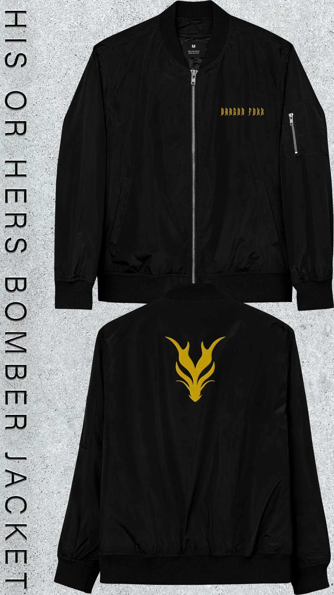 Dragon Foxx™ Black Premium Recycled Bomber Jacket