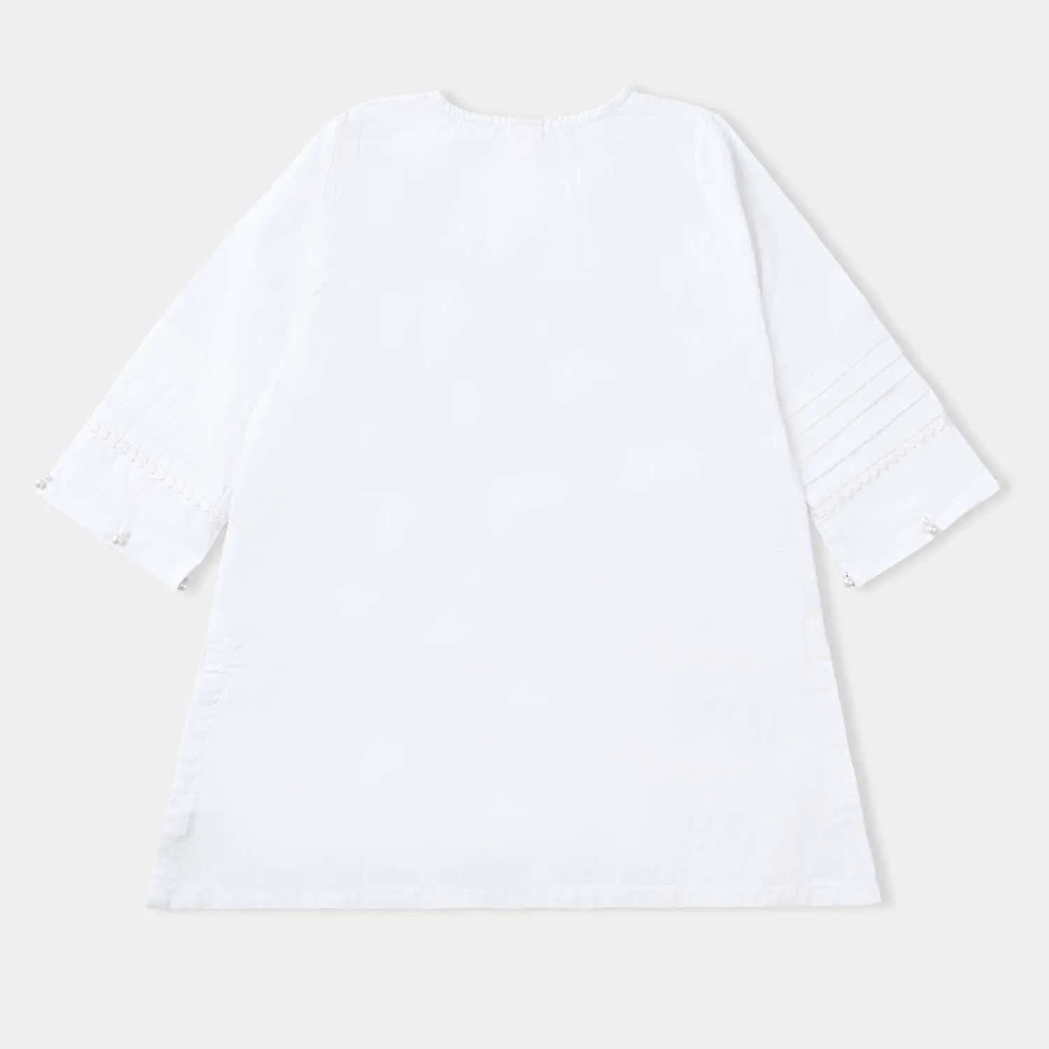 Girls Cotton Poplin IND 2Pcs Suit White Pearl