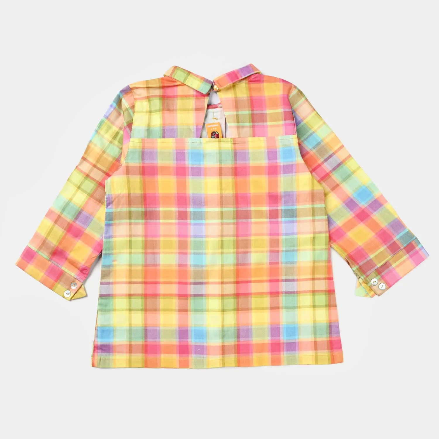 Girls Cotton Viscose Co-ord Set Checkered-Multi