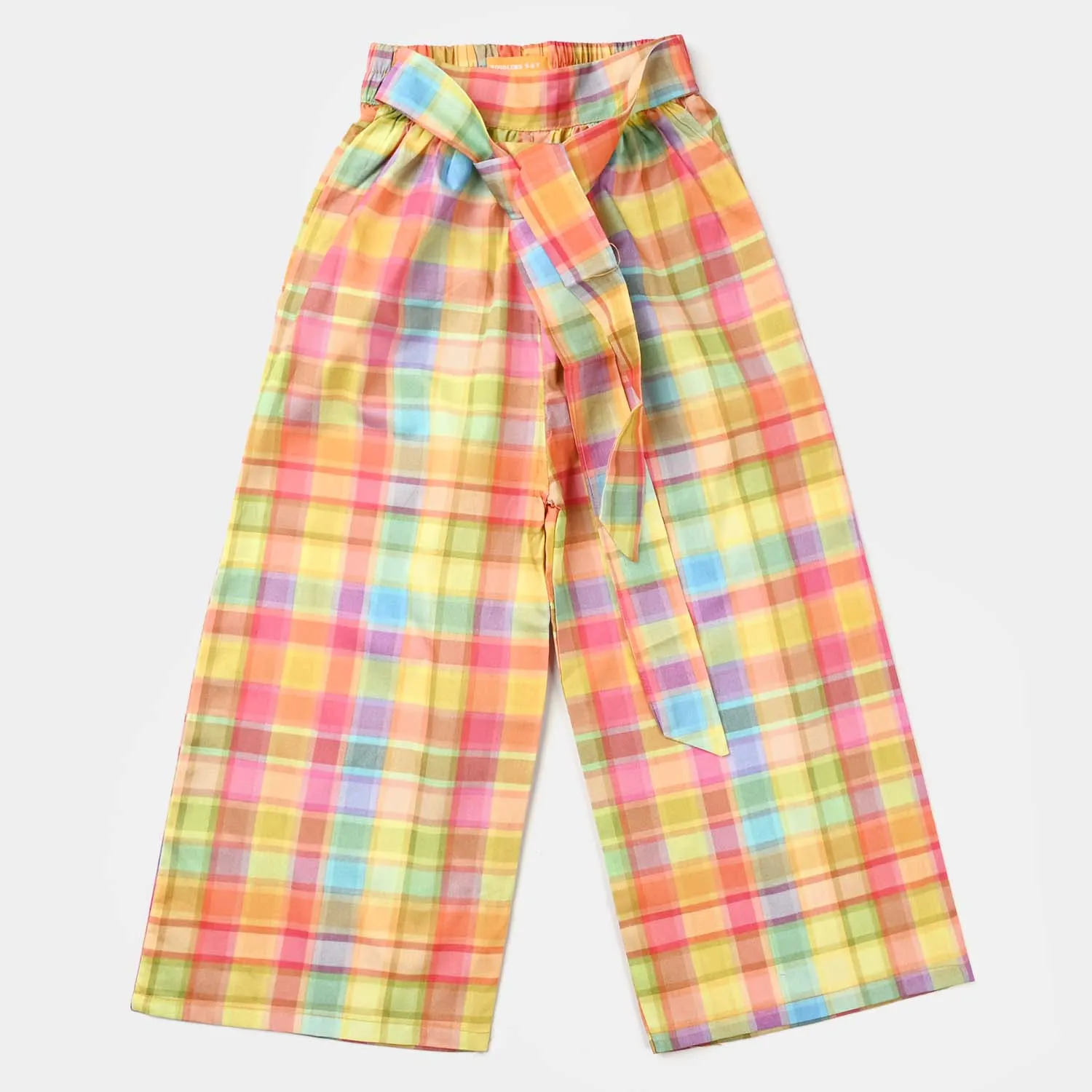 Girls Cotton Viscose Co-ord Set Checkered-Multi