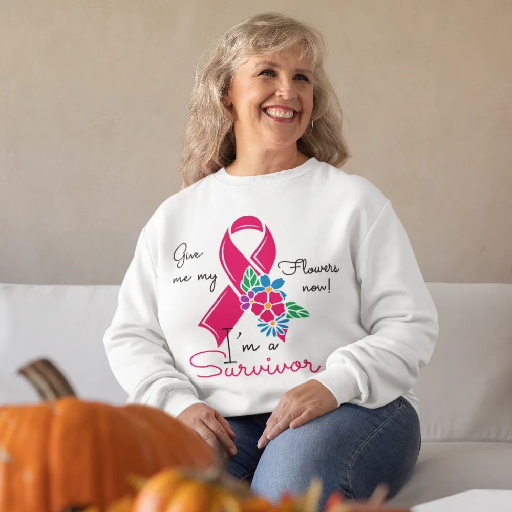 Give me my flowers now, I'm a survivor, breast cancer survivor t shirts, breast cancer shirts