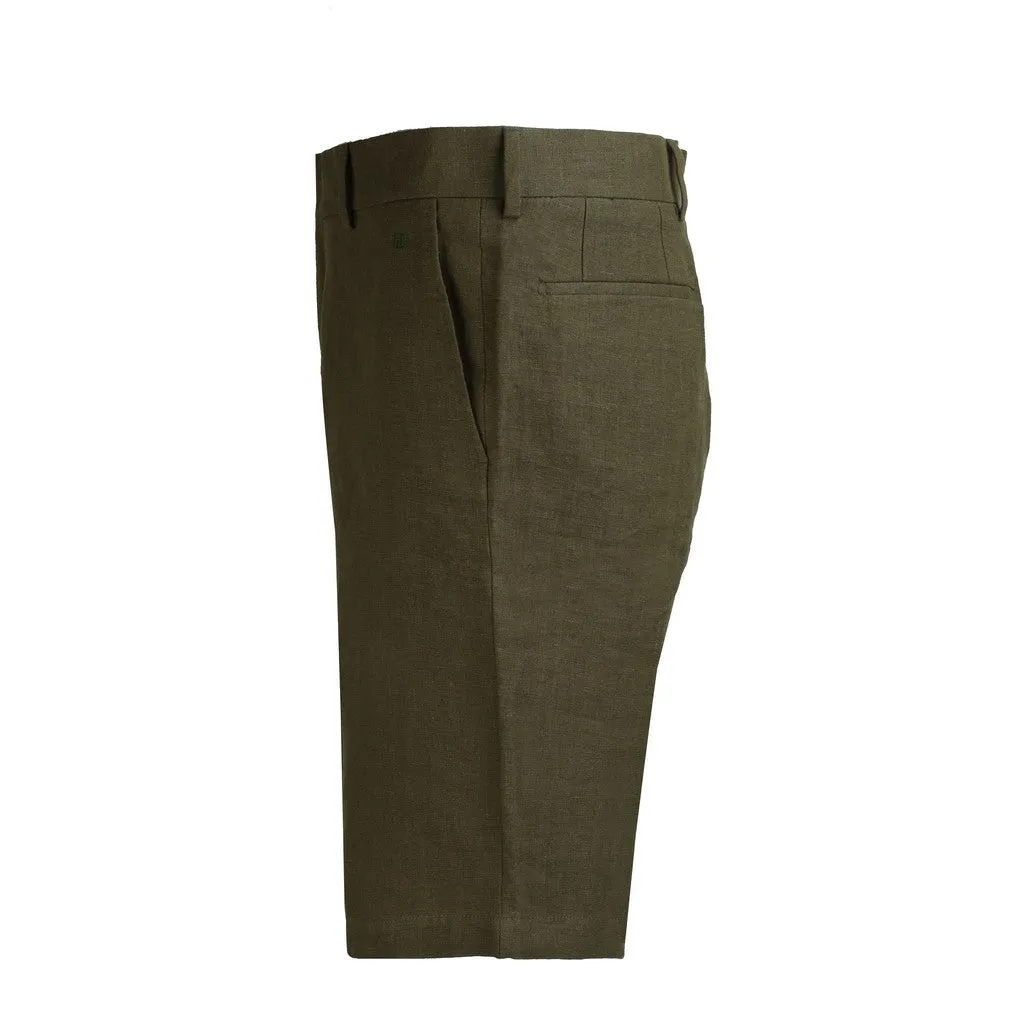 HENRY Linen Tailored Shorts OLIVE