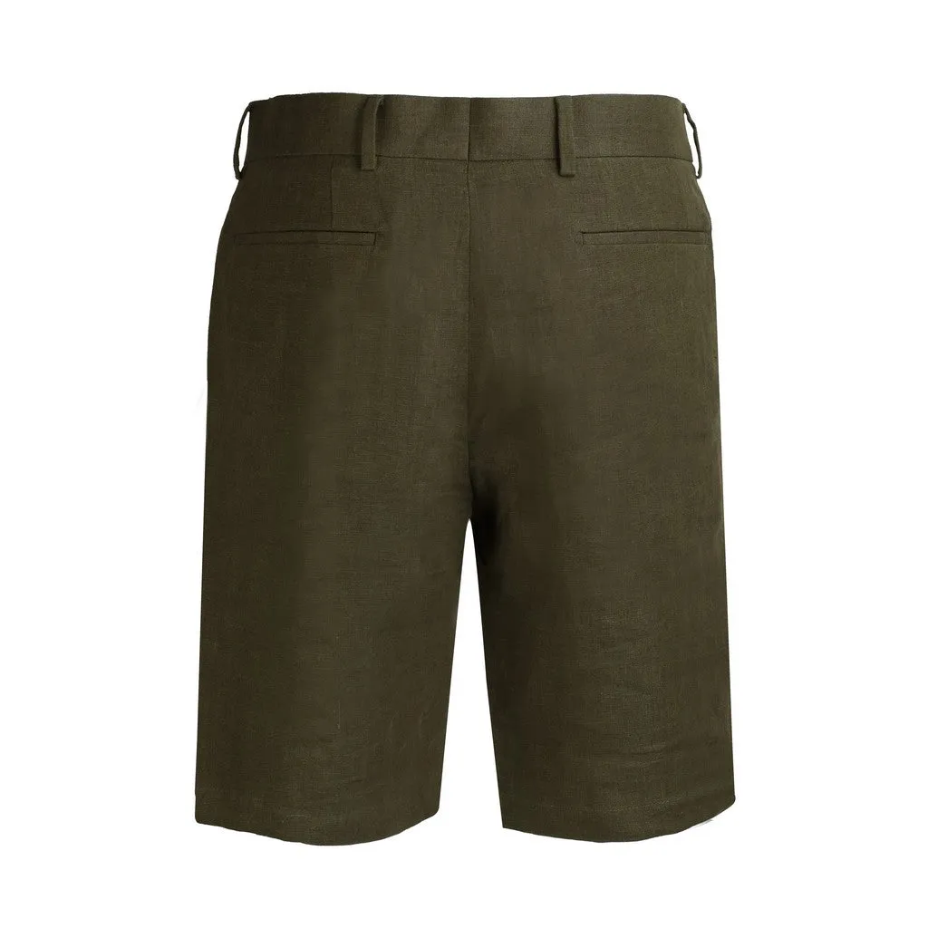 HENRY Linen Tailored Shorts OLIVE