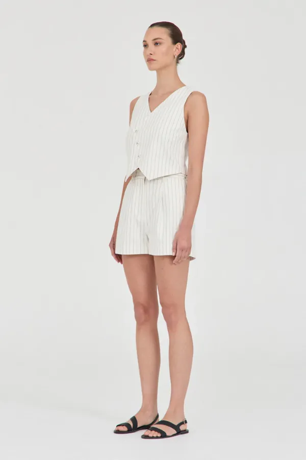 Jayden Stripe Tailored Shorts White Stripe