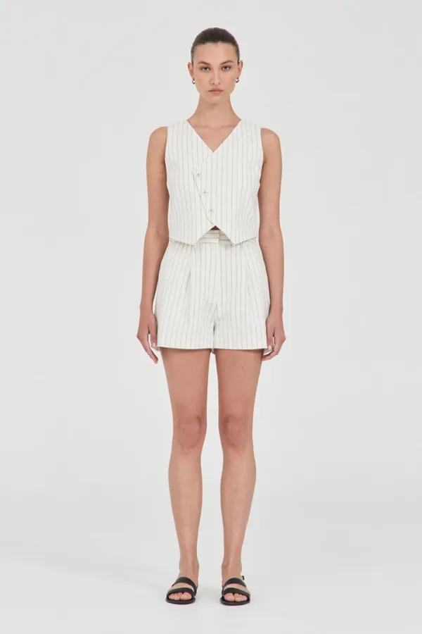 Jayden Stripe Tailored Shorts White Stripe