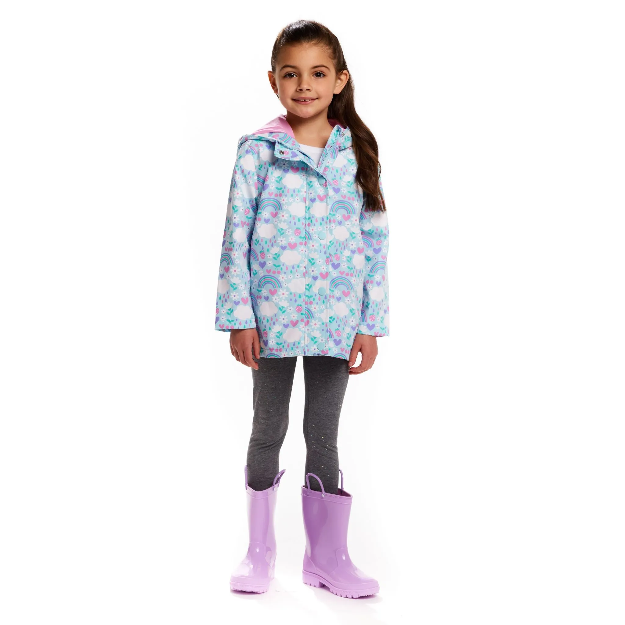 Kids Color Changing Raincoat | Aqua Rainbows