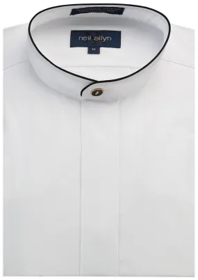Mandarin Fly Front Tuxedo Shirt with Black Piping