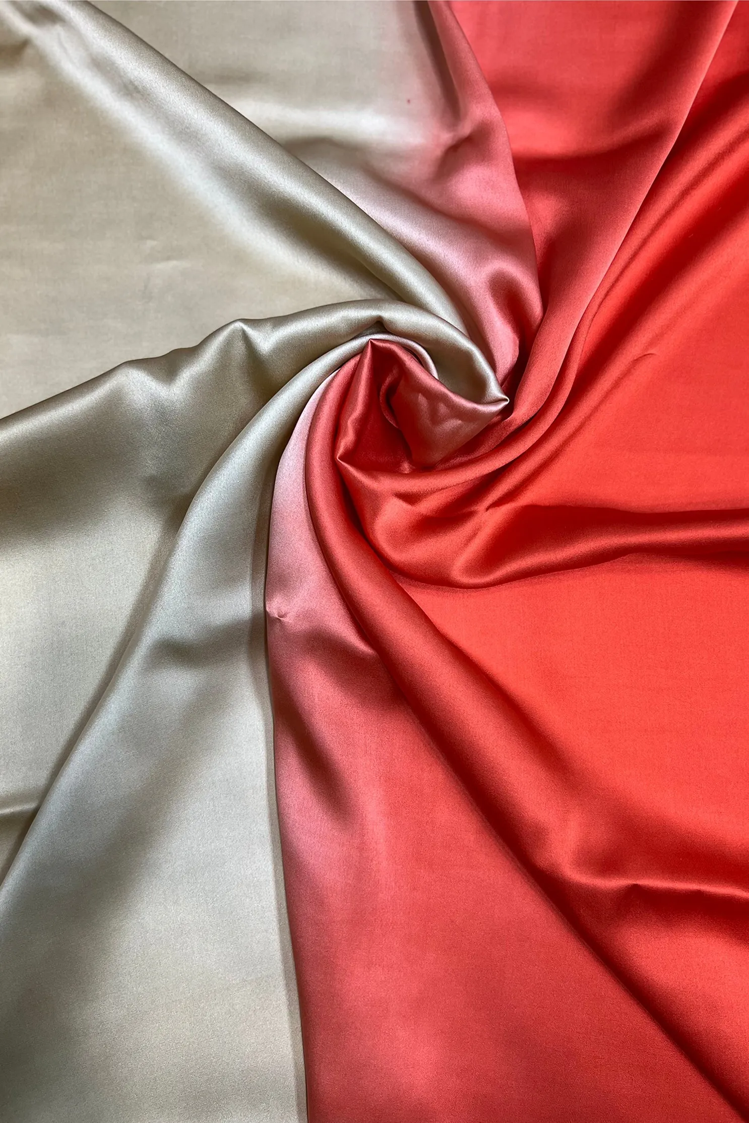 Mandarin Red/BeigeSatin Crepe