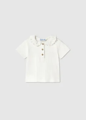 Mayoral Baby Girl Short Sleeve Ribbed Henley   1104-75   Crudo