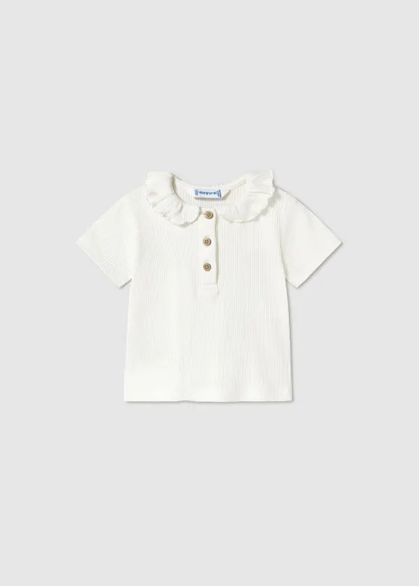 Mayoral Baby Girl Short Sleeve Ribbed Henley   1104-75   Crudo