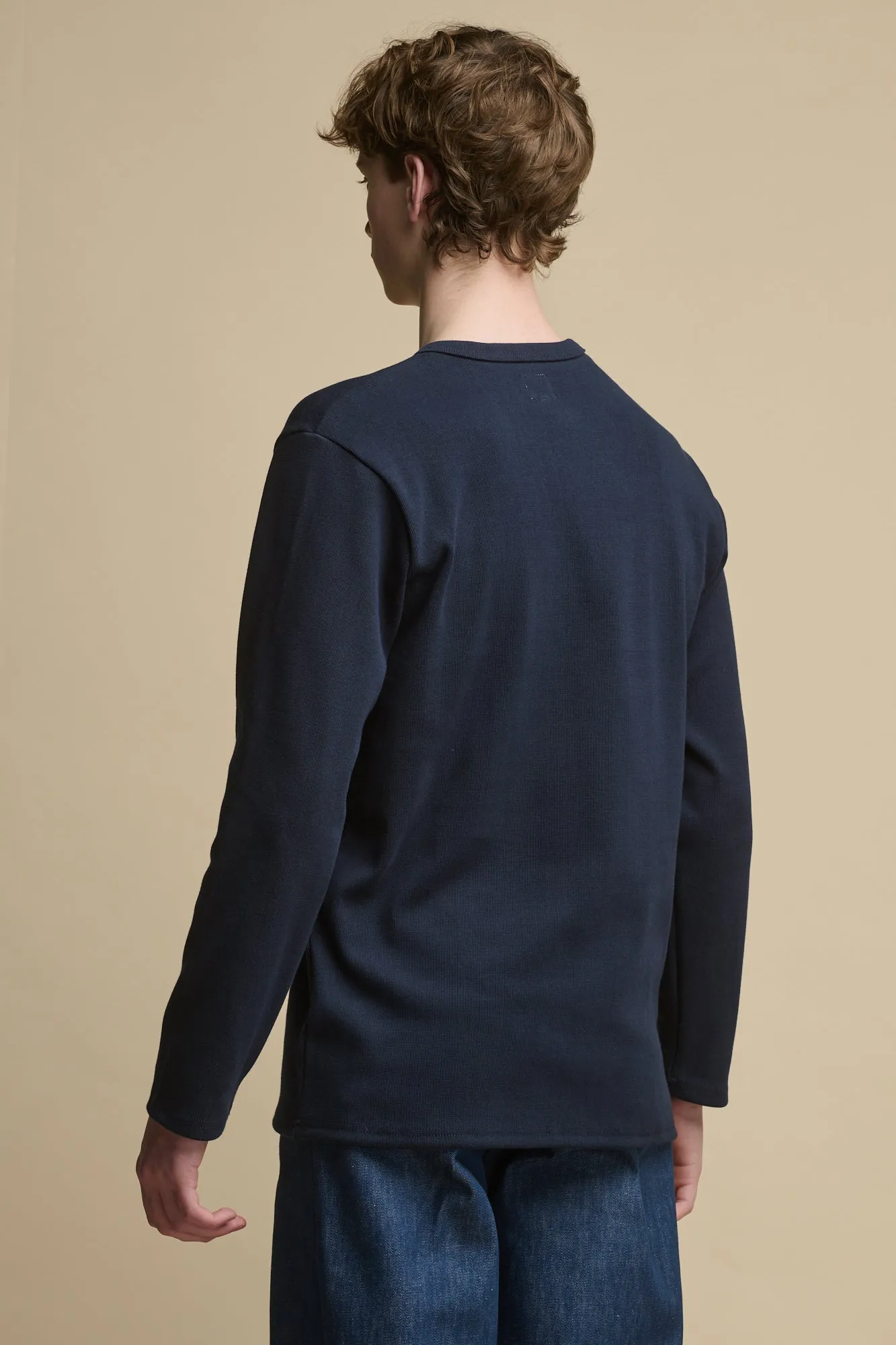 Men's Long Sleeve Henley Top - Navy