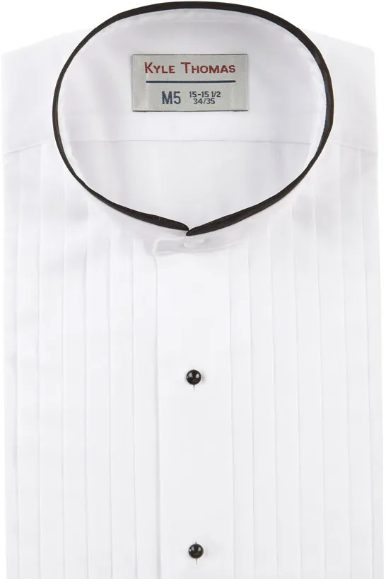 Men's White Pleated Mandarin Tuxedo Shirt