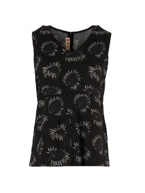 palm-print sleeveless blouse