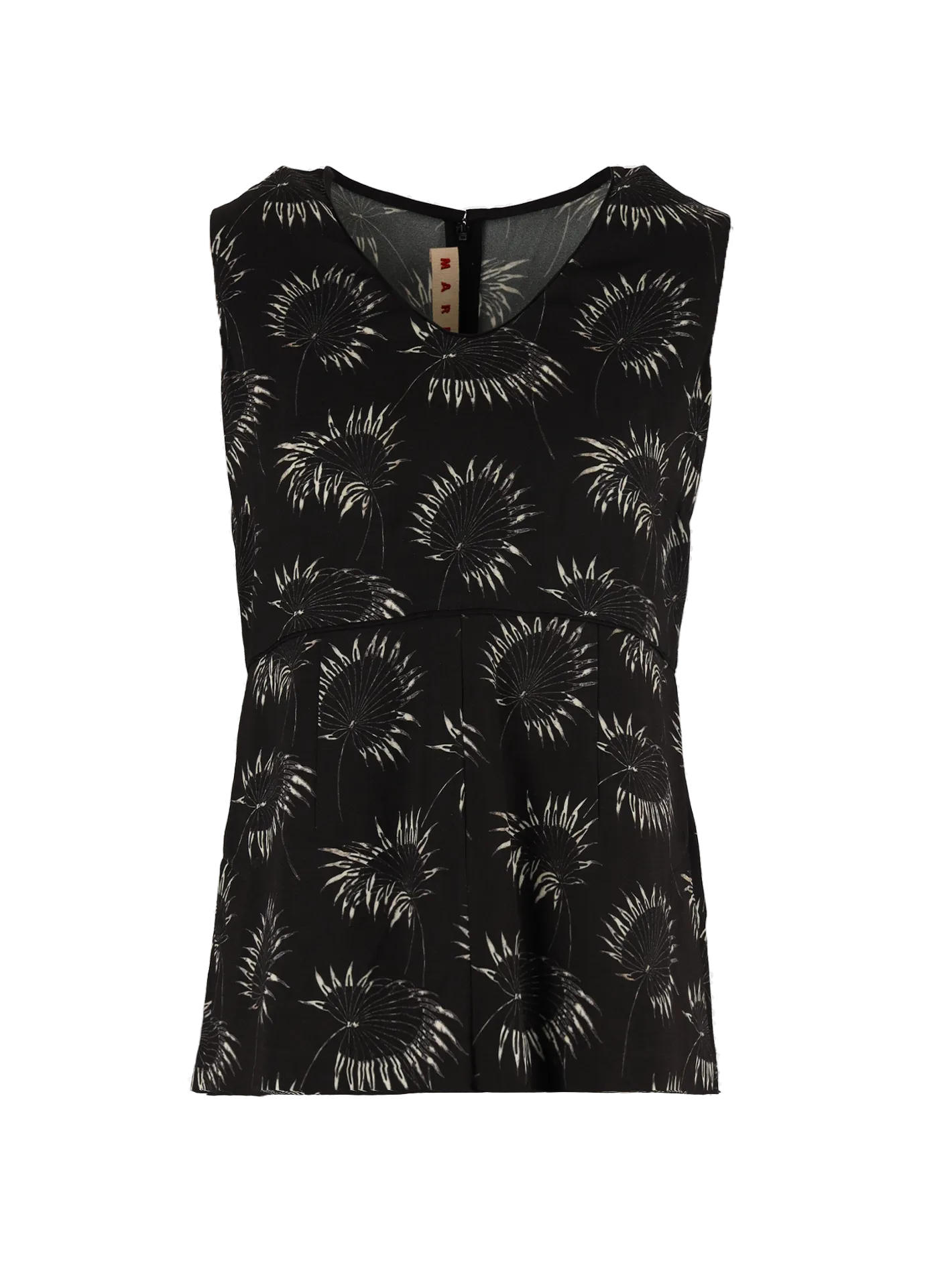 palm-print sleeveless blouse