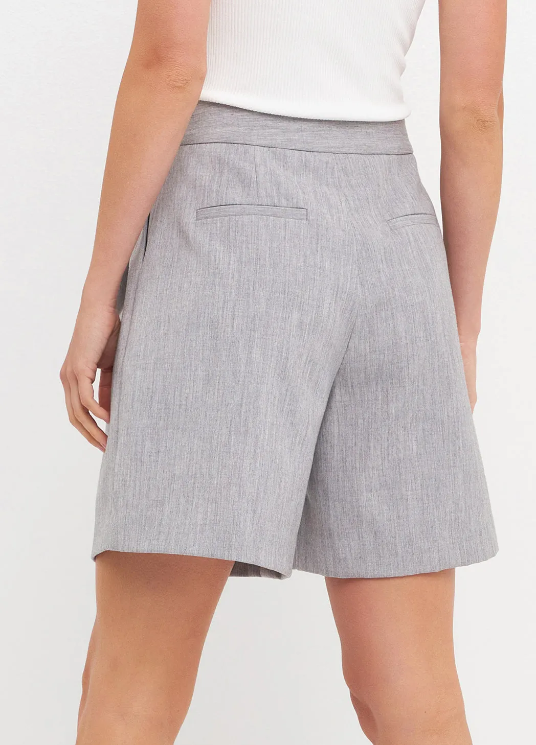 Pleated Tailored Grey Shorts