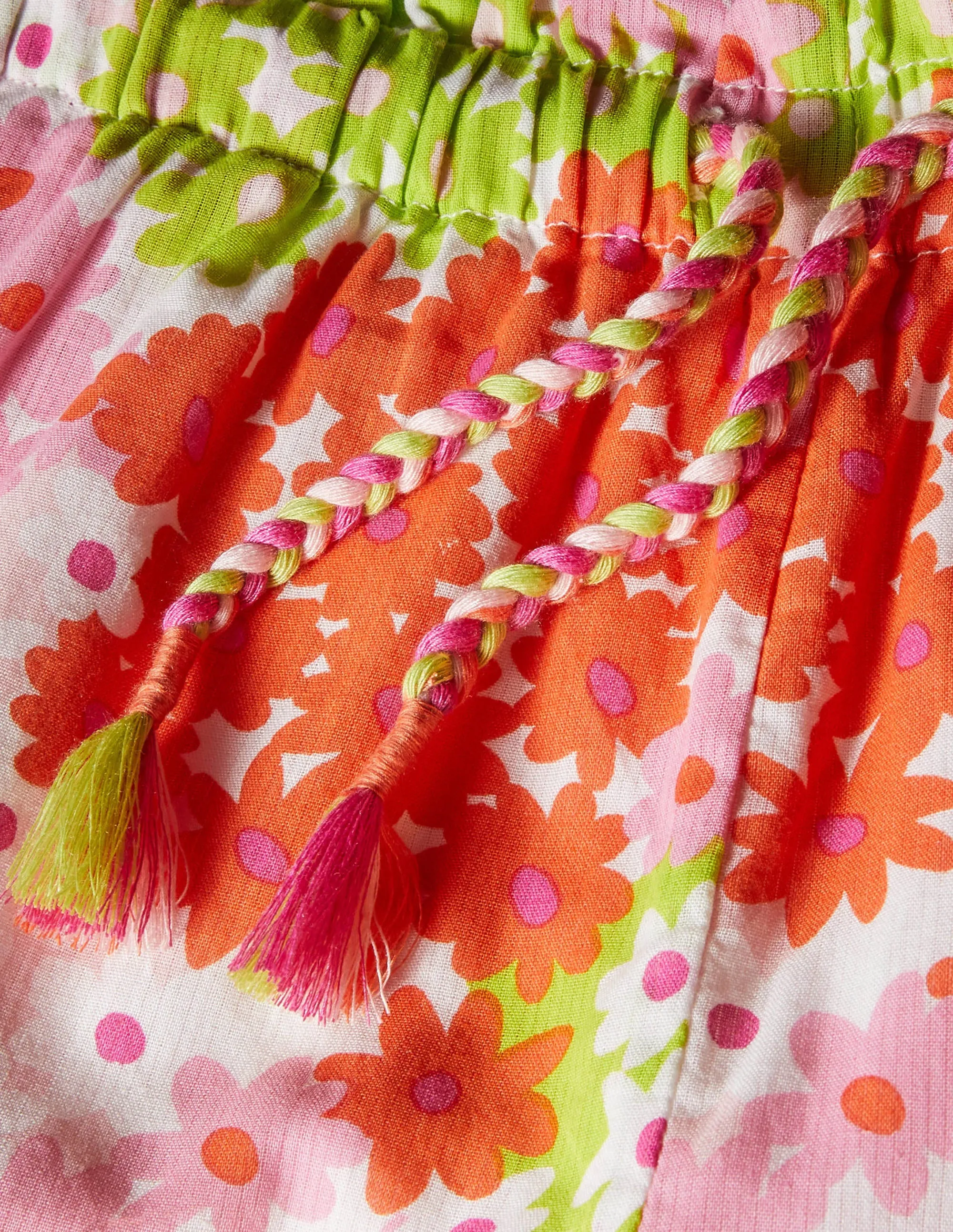 Printed Woven culottes-Soft Coral Pink Summer Daisy