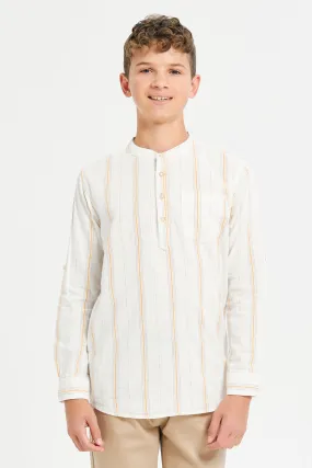Senior Boys White Stripe Shirt