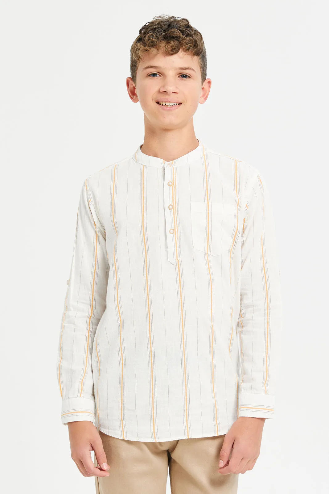 Senior Boys White Stripe Shirt
