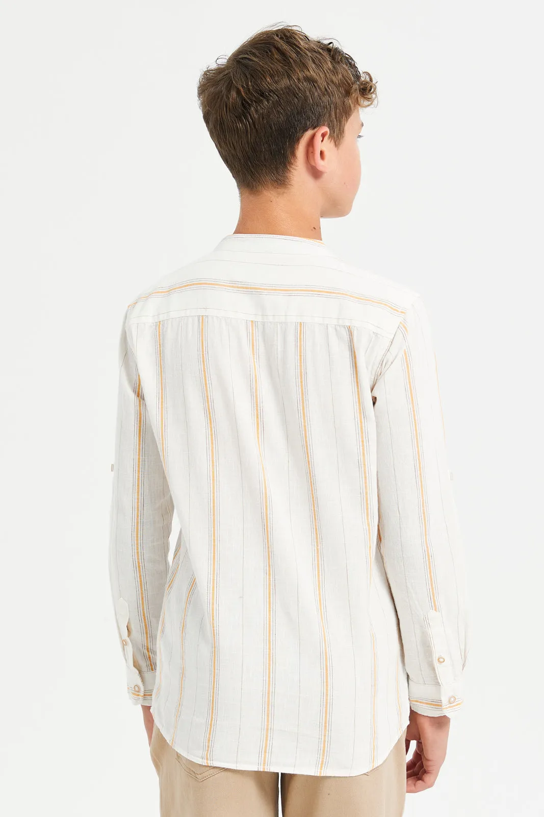 Senior Boys White Stripe Shirt