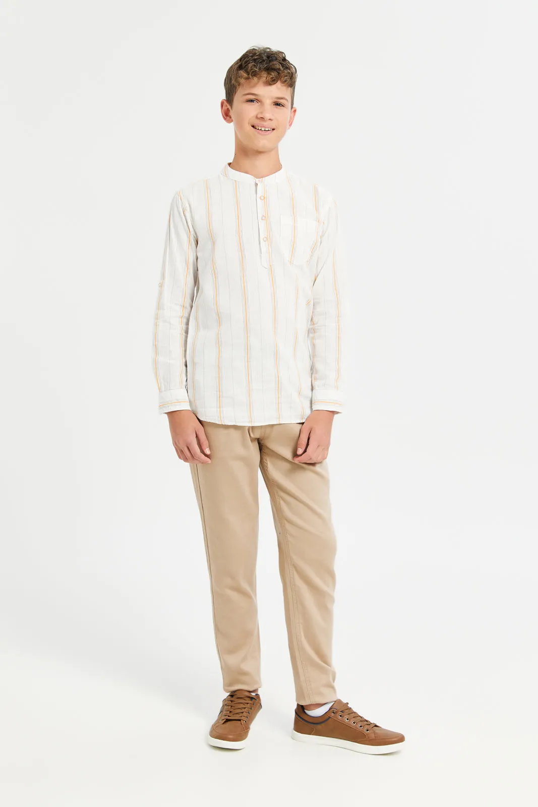 Senior Boys White Stripe Shirt