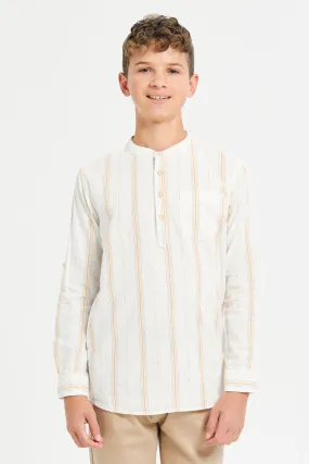 Senior Boys White Stripe Shirt