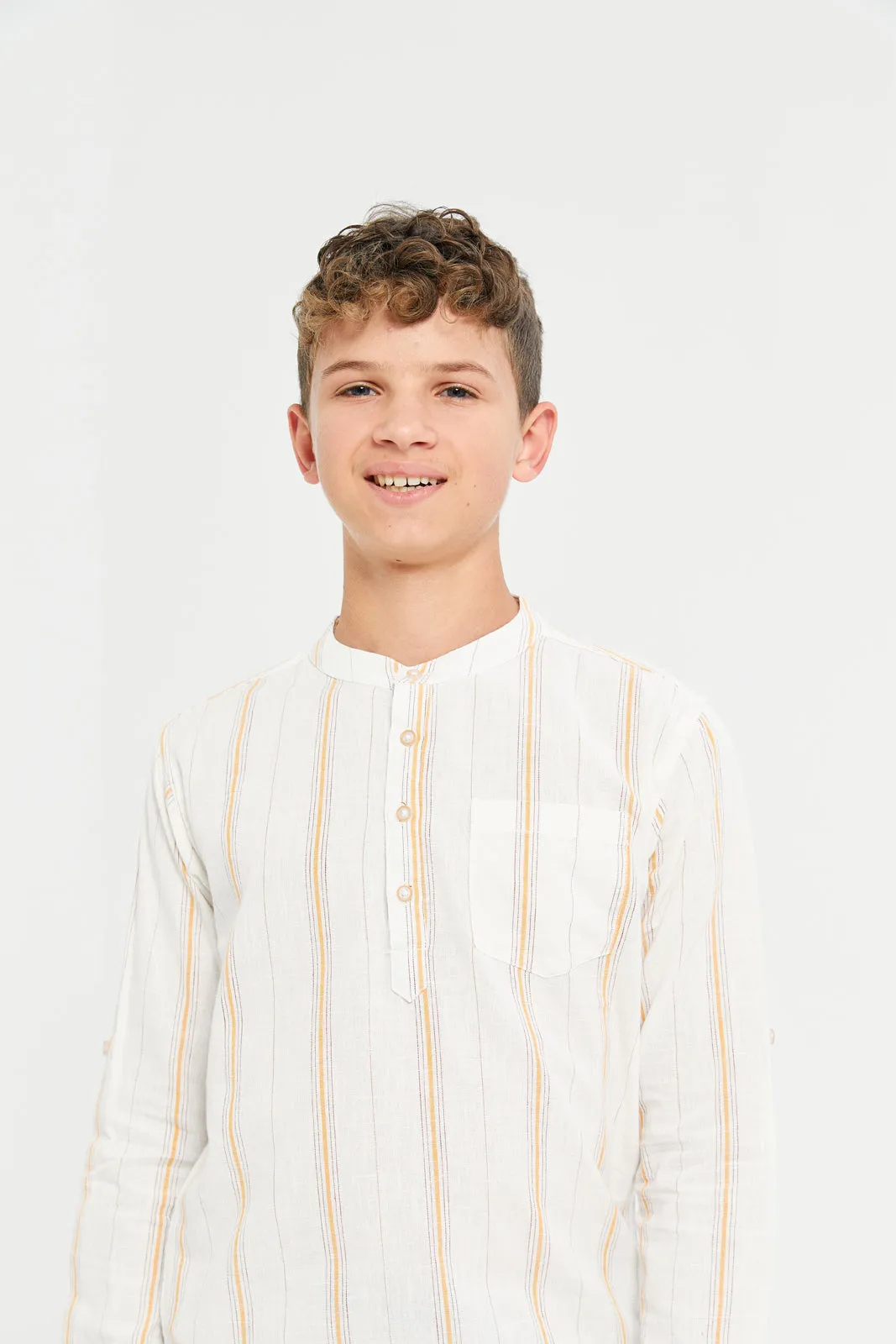 Senior Boys White Stripe Shirt