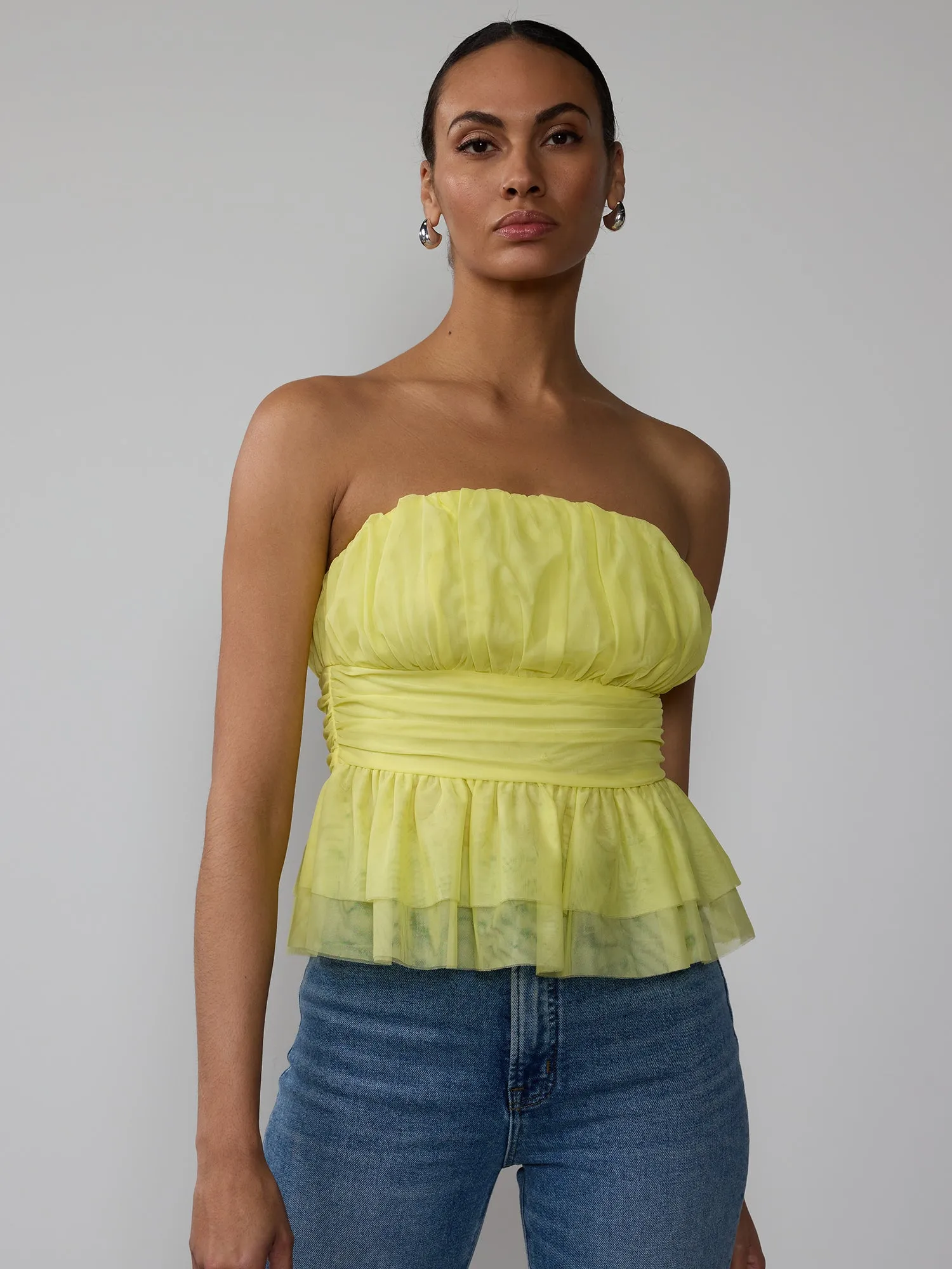Strapless Tulle Peplum Top
