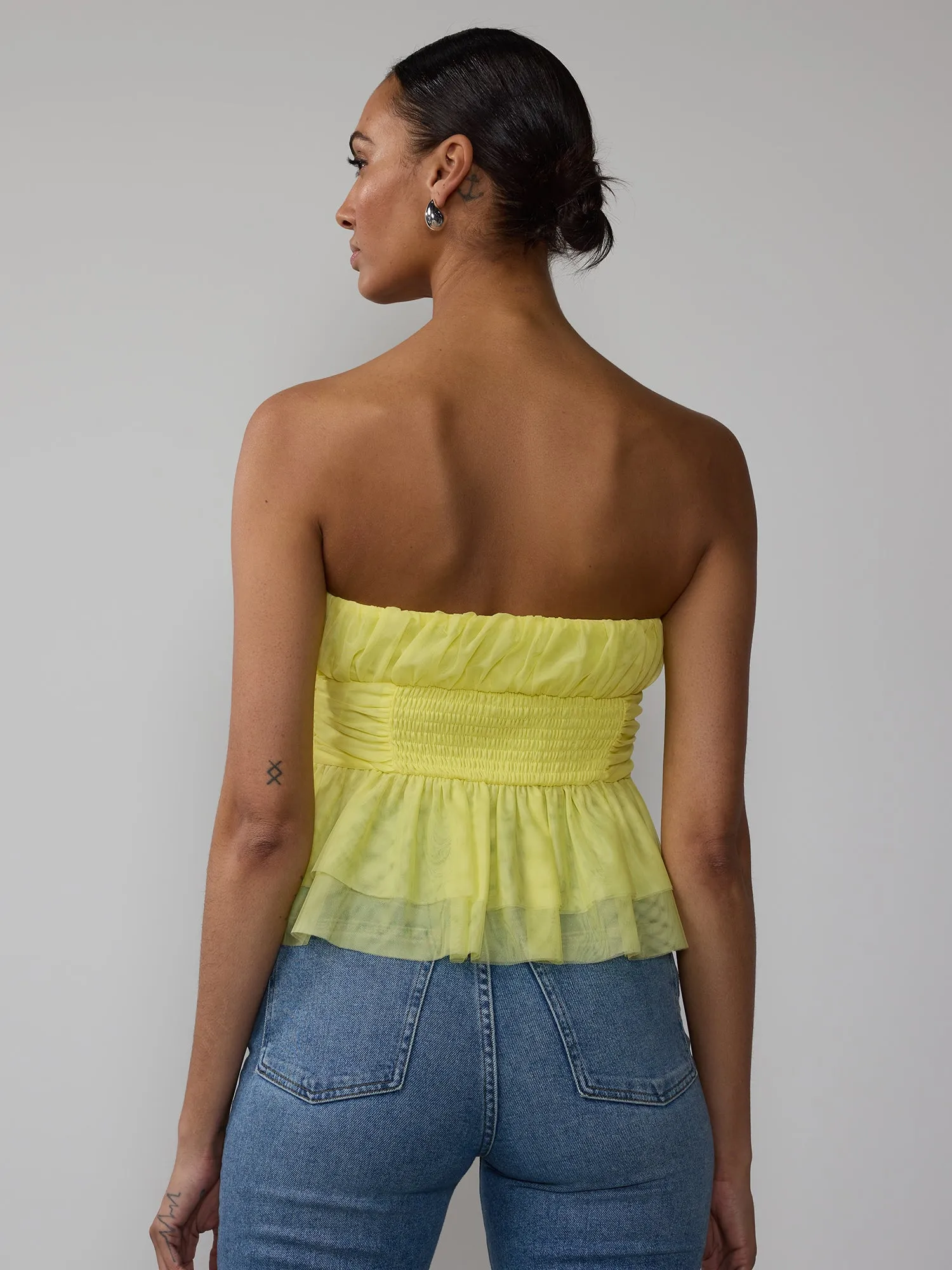 Strapless Tulle Peplum Top