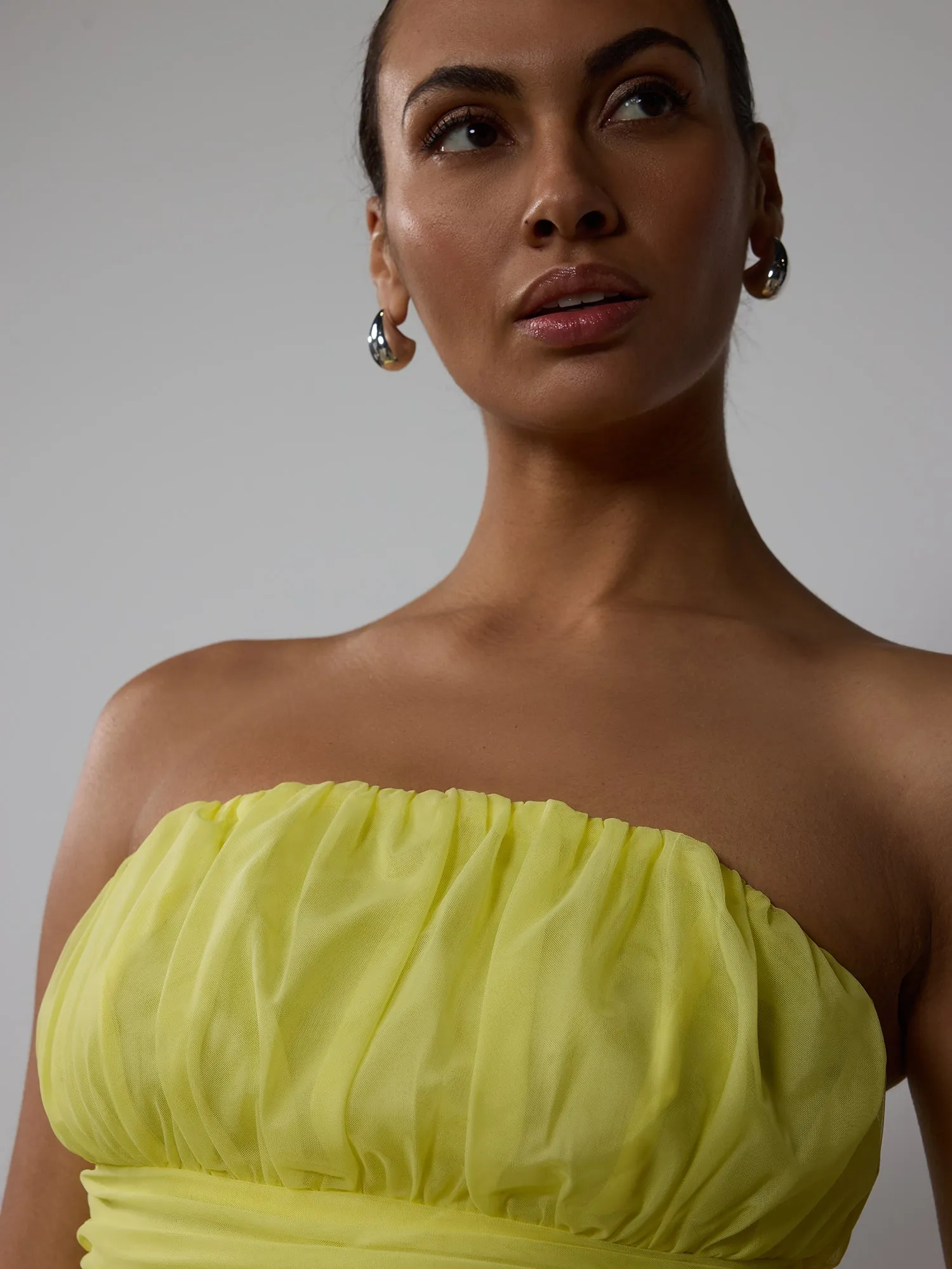 Strapless Tulle Peplum Top