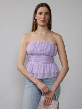 Strapless Tulle Peplum Top
