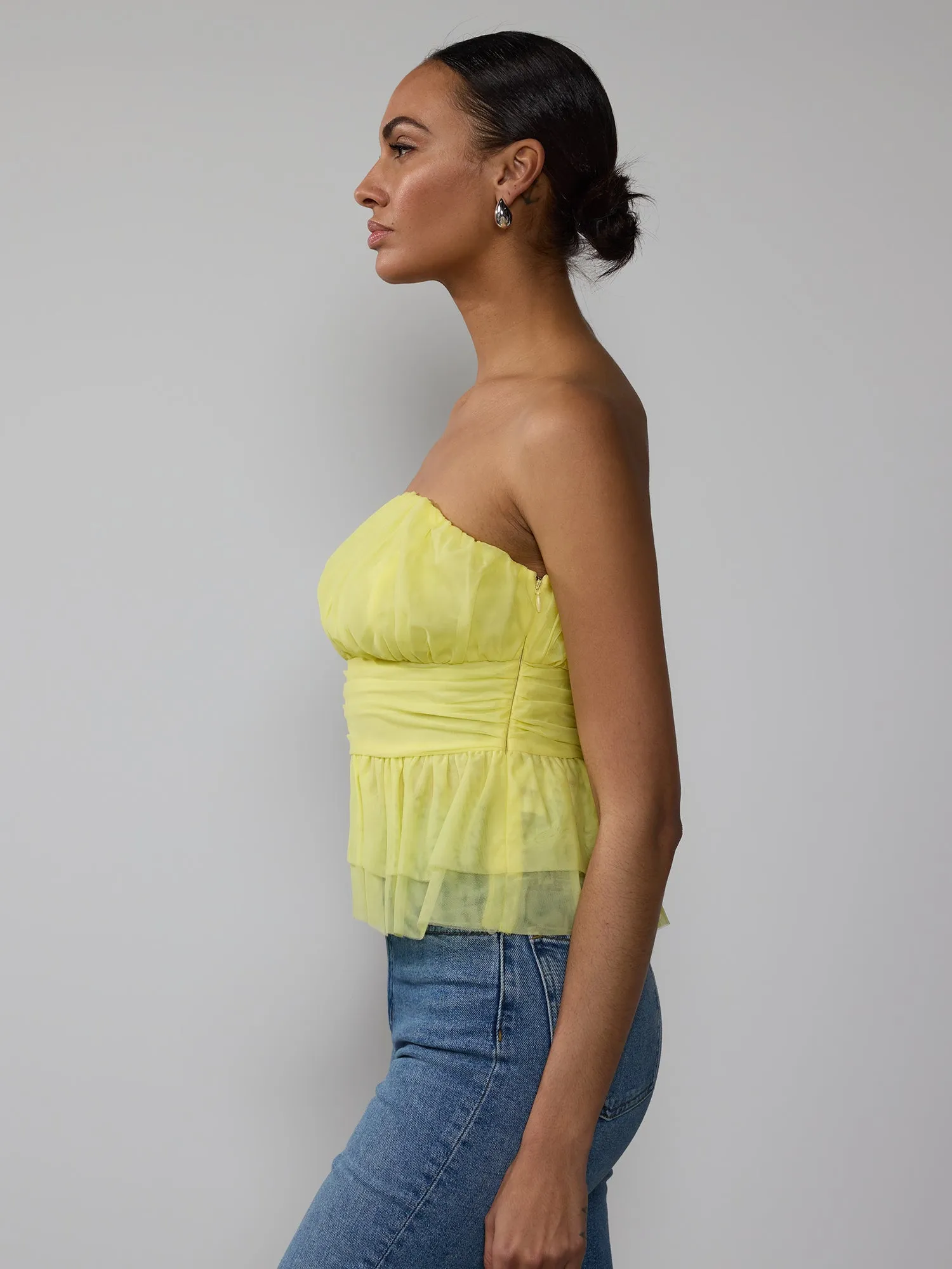 Strapless Tulle Peplum Top